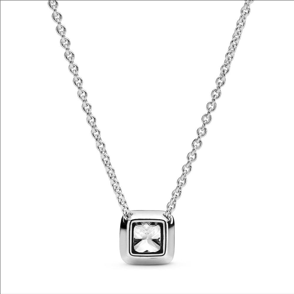 Authentic Pandora  Halo Square Sparkle Necklace with Tissue paper NWT! - Picture 2 of 6